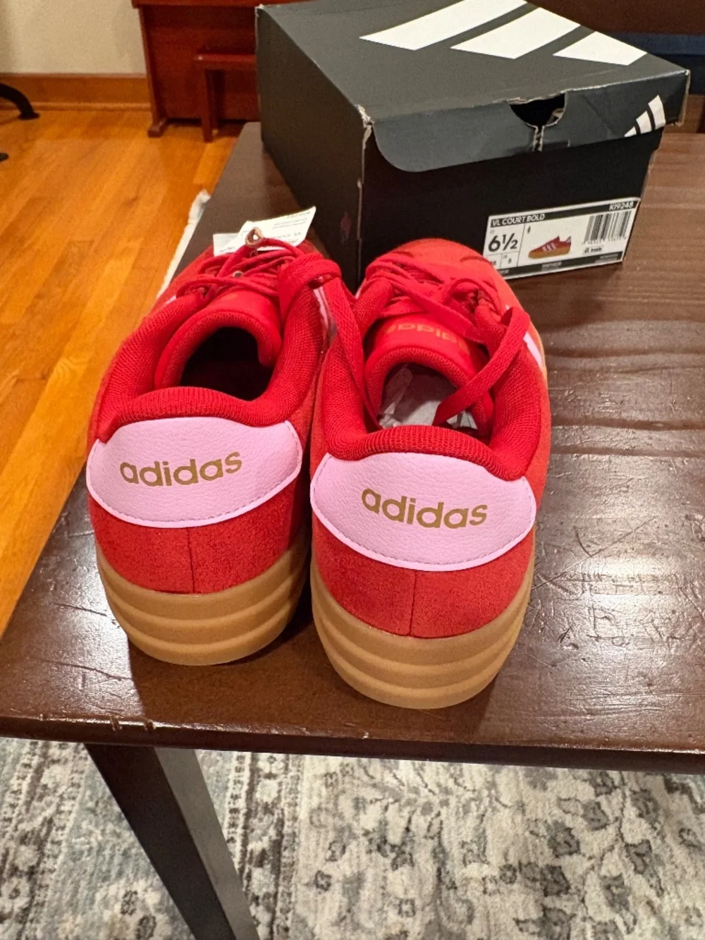 adidas VL Court Bold Platform Sneaker Women’s Red/Pink Size 6.5 New In Box